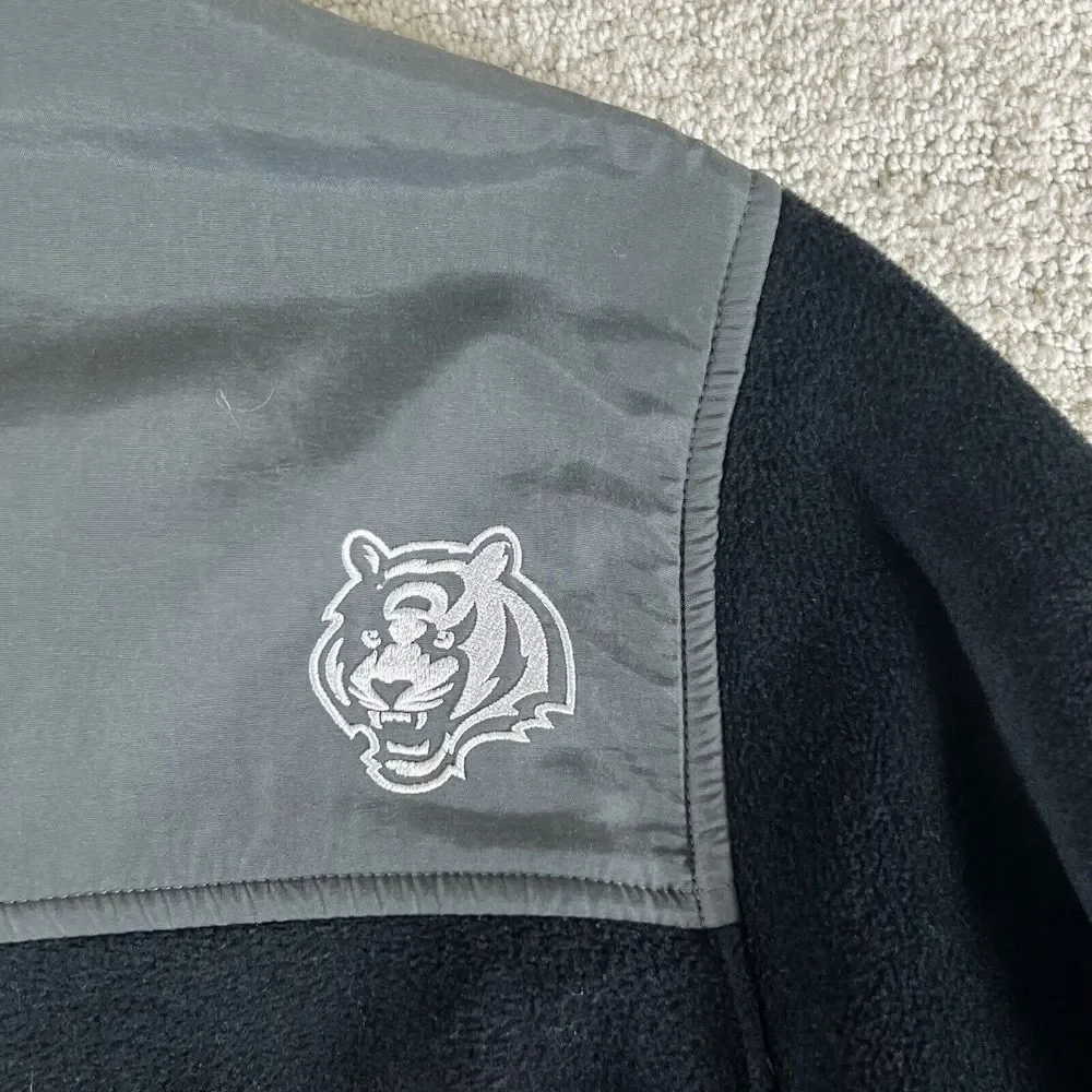Reebok Men's Large Cincinnati Bengals Gray Black Full Zip Fleece Full Zip Jacket